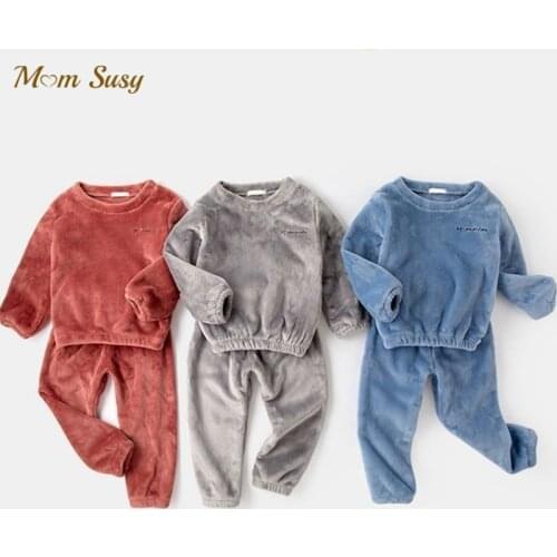 Baby Boy Girl Clothes Pajamas Sets Flannel Fleece Toddler Child Pajamas Warm Kids Sleepwear Home Suit Winter Spring Autum 2-12Y