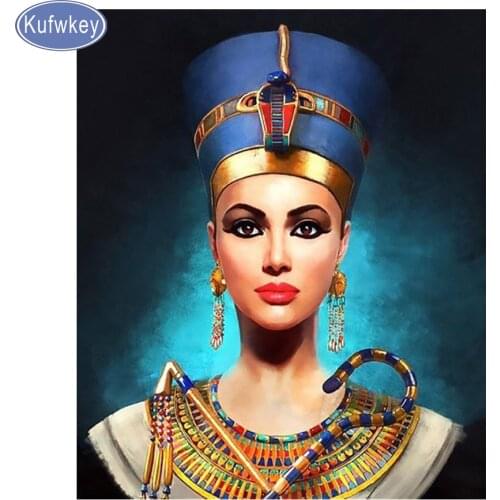 KUFWKEY full square Diamond Embroidery,queen,nefertiti,egypt Diamond Painting,Cross Stitch,Diamond Mosaic,kits,home Decoration