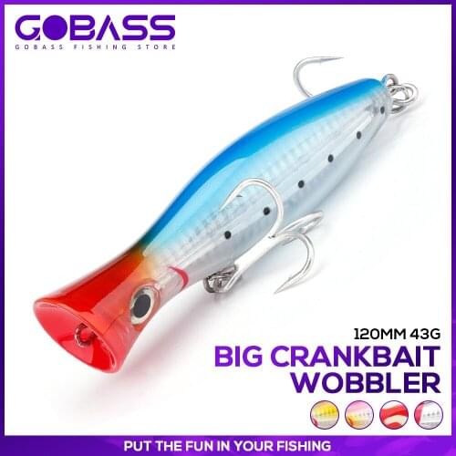 GOBASS Big Crankbait Wobblers For Trolling Popper For Sea Bass Fishing Lures 120mm 43g Topwater Baits Fishing Tackle Pike Lure