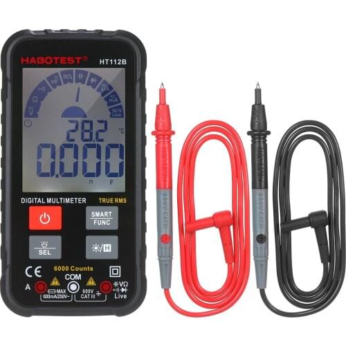 Professional Intelligent 6000 Counts TRMS Multimeter Digital LCD Display AC/DC Voltmeter Ammeter Ohmmeter Test with Flash Light