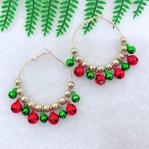 Christmas Earrings Bell Novelty Hollow Out Hoop Lovely Hoop Earrings Pierced Earrings For Girl Earrings