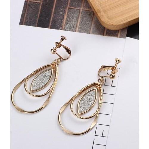 Drop Clip Earrings Big Dangle Water Drop Clip On Earrings Non Piercing Womens Screw Back Desinger Creative Jewelry For Women