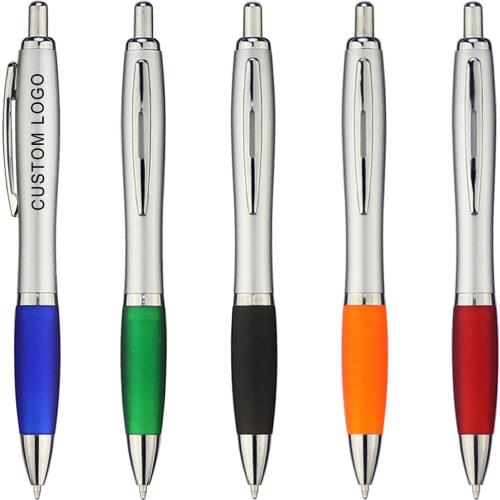 Retractable Plastic Gourd Ball Pen Silver Barrel Personalized Ballpoint Pen Custom Promotion Gift Pen Fair Advertise Giveaway