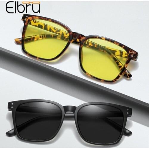 Elbru Night Vision Color Changing Lens Sunglasses Street Snap Vintage Anti Blue Light Sunshades UV400 Sun Glasses For Men Women