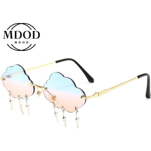 2020 New Rimless Sunglasses Women Clouds Flash Steampunk Sunglasses Men Frameless Party Glasses Shades UV400 Ladies Streetwear