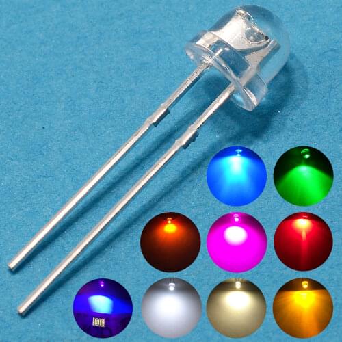 100Pcs Min 5mm Emitting Diode Straw Hat White Red Green Blue YellowPink Smd Smt Led Water Clear Bright Wide Angle Bulb DIY Light