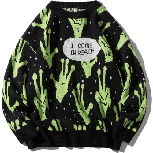 LINDSEY SEADER Sweater Men Jumpers Knitted Harajuku Alien Hip Hop Streetwear Men Knitwear Clothing Pullover Oversize Sweaters
