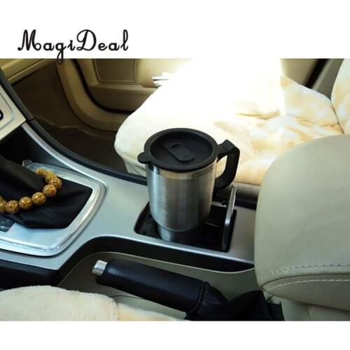 MagiDeal Car Heated Travel Mug 450ml 12V Stainless Steel Thermal Mug Travelling Camping Outdoor