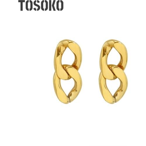 TOSOKO Stainless Steel Jewelry Exaggerated Retro Metal Chain Earrings Womens 8-Character Drop Earrings BSF386