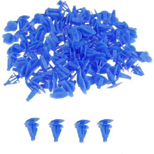 100Pcs Car Universal Weatherstrip Retainer Clips Auto Fasteners 7mm Hole Blue Plastic Rivets Car Clips Automobile