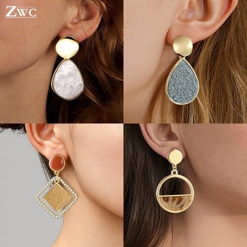 ZWC Fashion Statement Earrings 2020Korean Big Geometric earrings For Women Acrylic Drop Earings Brincos Female modern Jewelry