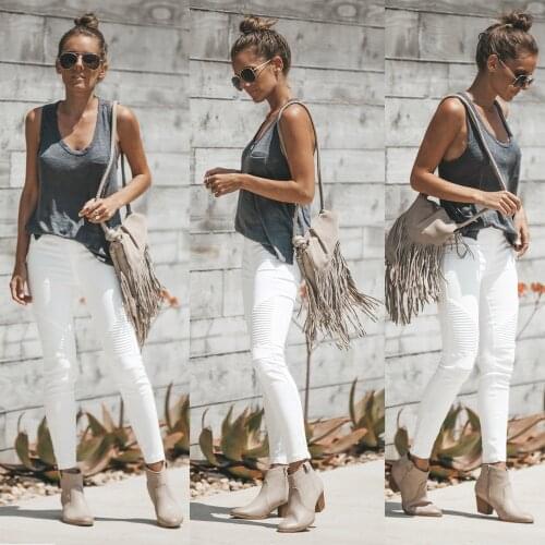 Woman White Pleated Denim Pants High Waist Stretch Jeans Skinny Denim Pencil Pants Elastic Waist Plus Size XS-XXL High Quality