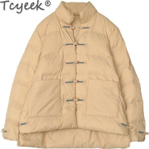 Tcyeek Autumn Down Jacket Women Winter White Duck Down Coats Famle Light Short Vintage Puffer Jacket Korean Manteau Femme SQQ478