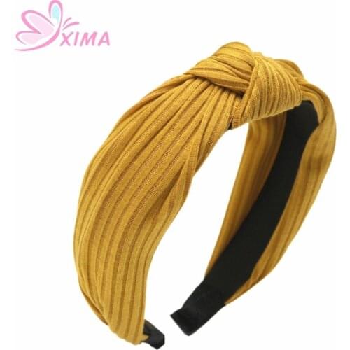 XIMA 1PC Fashion Knot Plastic Hairbands Headbands for Women Girls Fabric Print Wide Hair Hoops Hair Accessories