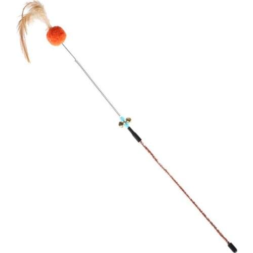 1Pcs New Pet Cat Toy Acrylic Spring Hairball Teasing Feather Stick Suction Cup With Bell Spring Mouse Cat Supplies Pet Products