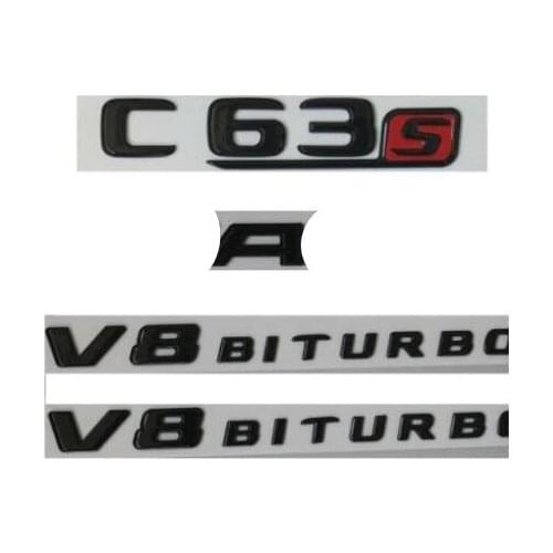 10pcs Gloss Black C63s for AMG V8 BITURBO Trunk Badges Emblems for Mercedes W205