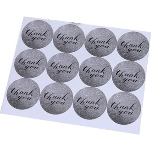 120pcs/lot DIY Decorative Sticker Grey 'thank you' Multi Paper Adhesive Sealing Sticker Gift Packing Label For Handmade Products