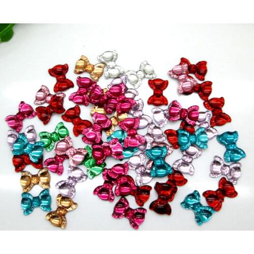 200Pcs Mixed Bowknot Bling Resin Decoration Crafts Flatback Cabochon Scrapbooking Embellishments Beads Kawaii Diy Accessories