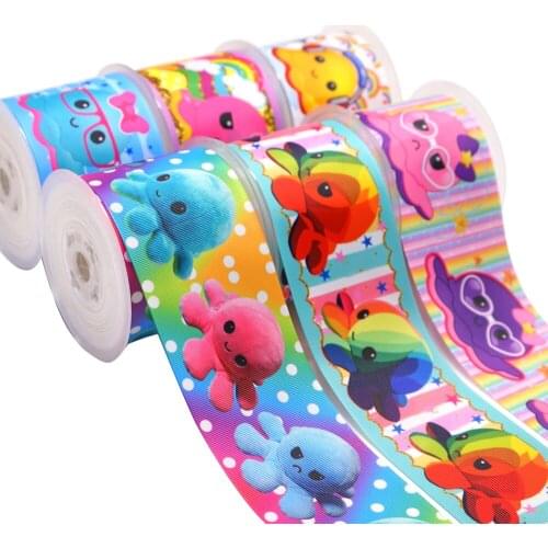 3 inch 75mm 38mm 25mm Octopus Characters Printed Grosgrain Ribbons 51488