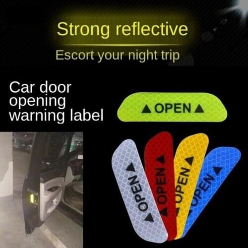 4Pcs Car OPEN Reflective Tape Warning Mark Reflective Stickers Reflective Strips Car-styling 4 Colors Safety Mark Car Stick