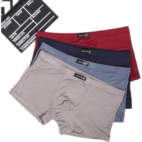 4 Pack New Solid Color Mens Boxer Underwear Breathable Modal Man Boxers Underpants Boxer Shorts