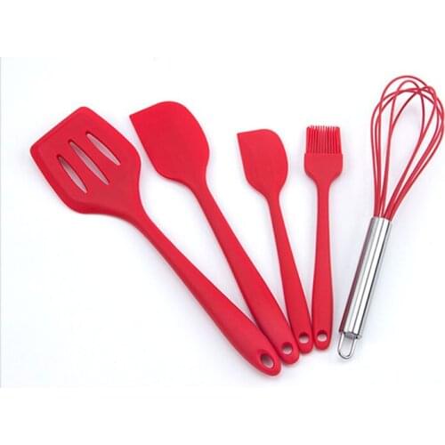 5pcs/set Silicone Cooking Utensils Set Non-stick Spatula Shovel Cooking Tools Set Kitchen Gadgets Baking Tools