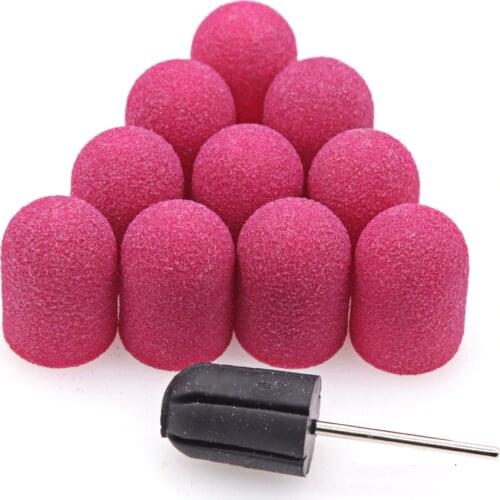 5PCS 16*25 80/120/150/180/240 Sanding Caps +1PC Rubber Mandrel Cutter for Pedicure Polishing Sanding Band for Pedicure Accessory