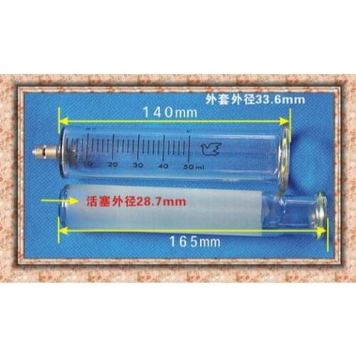 50ML Glass syringe Luer Lock Head injector sampler dispensing with ink chemical medicine
