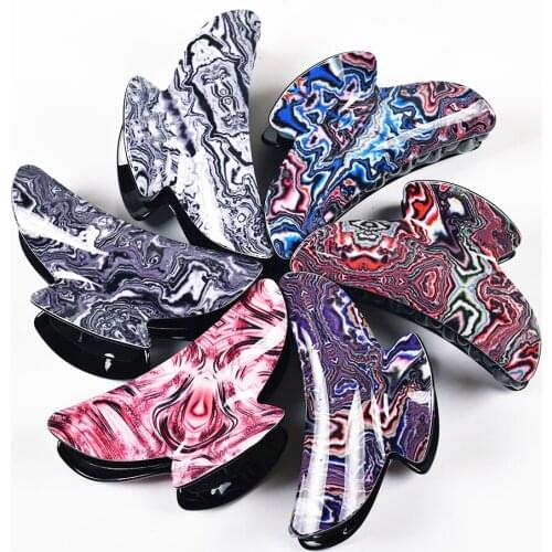 9cm Ladies Large Hair Claw Magma Ripple Pattern Printing Big Hair Clips for Women Headwear Crab Hairpins Accessories Ornaments