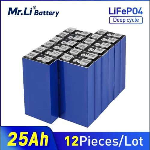Mr.Li 3.2V 25Ah lifepo4 battery cell 12pcs rechargeable battery Used in solar UPS low-speed electric vehicles EU US TAX FREE