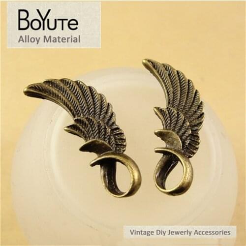 BoYuTe (50 Pieces/Lot) 24*9MM Antique Bronze Plated Zinc Alloy Angel Wings Charms Pendant Diy Jewelry Findings Components