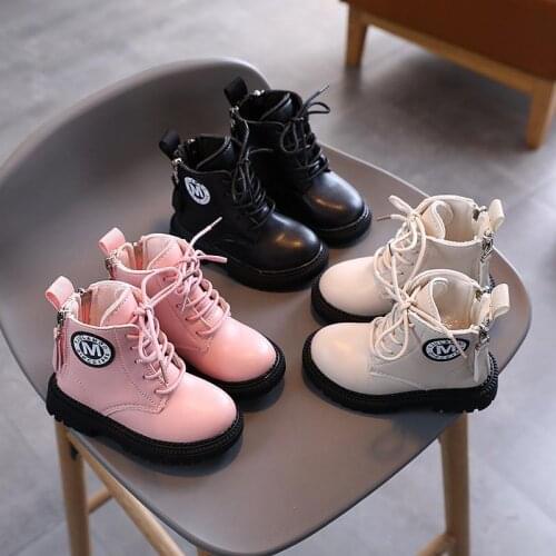 Kids Snow Boots for Boys Girls Autumn Winter Children Martin Boots PU Leather Rubber Anti-slippery British Style Toddler Shoes