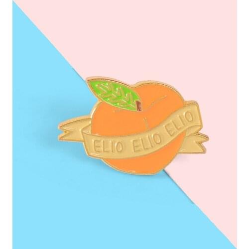 Cartoon cute fruit yellow peach pin enamel brooch custom alloy badge cowboy clothes bag accessories woman jewelry gift For kid