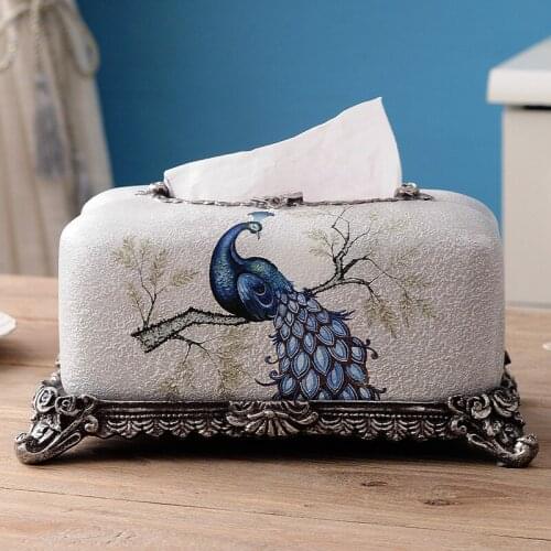 GY European Tissue Box Household Creative Living Room Vintage Paper Box Home American Tissue Box Napkin Paper Box Decoration