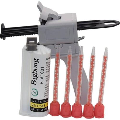 White 10:1 AB Glues Strong Adhesive 50ml Glue Adhesive and 10:1 Caulking Gun 50ml AB Glue Gun with 5pc 10:1 Static Mixing Nozzle