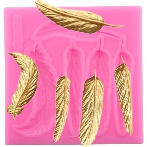 Leaves Feather Shape 3D Craft Relief Chocolate Confectionery Silicone Mold Fondant Cake Kitchen Decorating DIY Tools