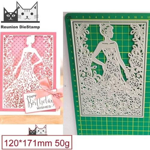 Metal Cutting Dies Fairy Beautiful Girl Openwork Frame Cut Die Mold Card Scrapbook Paper Craft Knife Mould Blade Punch Stencils