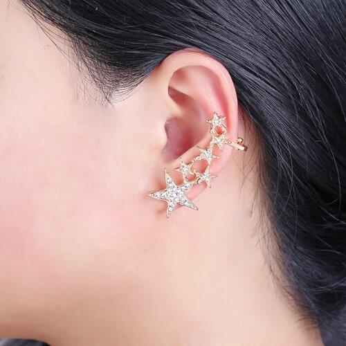 Fashion Earrings for woman 6stars 1ps single post clip Jewelry earrings Beautiful Ear row Accessory line type Earrings for women