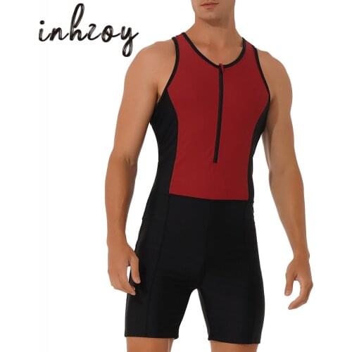 Mens Wetsuit Sleeveless Front Zipper Jumpsuit Bodysuit Swimsuit