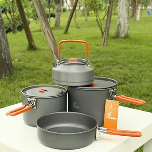 Hot Sale 4-5 Person Cookware Sets 2 Pot & Tea Pot & Frying Pan Outdoor Camping Hiking Picnic Cooking Pot Sets Fire Maple Feast 4