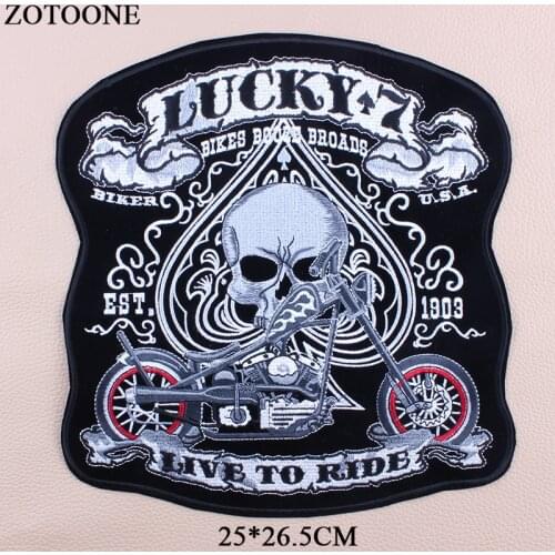 ZOTOONE Big Punk Rock Skull Patch Large Embroidery Biker Patches Motorcycle For Clothes Jacket Iron On letter Emo Patch jeans