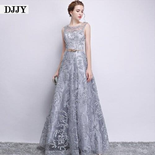 New 2020 Evening Dress Elegant Banquet Champagne Lace Sleeveless Floor-length Long Party Formal Gown plus size Robe De Soiree