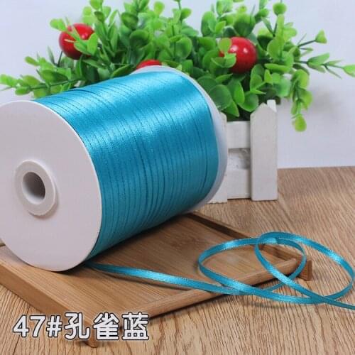 New Peacock blue 1/8''(3mm) (10 Meters/lot) Satin Ribbons Wholesale Gift Wedding Christmas Decoration Wrapping Ribbons