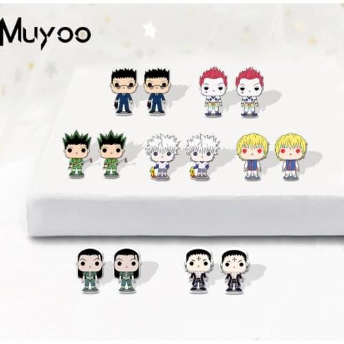 New Anime HunterXHunter GON Killua Kurapika Leorio Character Handmade Epoxy Acrylic Resin Earrings