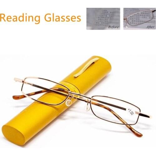 +1.00~+4.00 Olders Unisex Anti-fatigue Resin Lens Comfortable With Tube Case HD Reading Glasses Presbyopia Eyewear