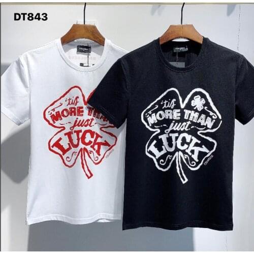 Authentic Dsquared2-Fashion letter printing short-sleeved T-shirt male slim casual half-sleeved T-shirt handsome male DT843