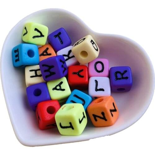 Factory Direct Sell 350PCS/lot Mixed A-Z 12*12MM Colorful Square Cube Acrylic Plastic Alphabet Letter Beads Fit for DIY Bracelet