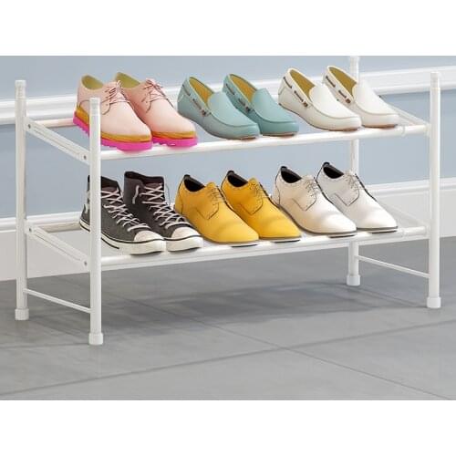Simple Shoe Rack, Retractable Household 2-storey Economical Space-saving Dormitory Shoe Cabinet Door Dustproof