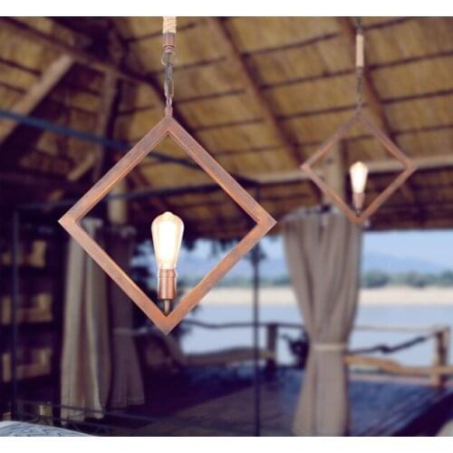 Retro nostalgic diamond Pendant Lights Modern contracted iron&hemp rope E27 LED light fixtures for bar&balcony&corridor CYDD040