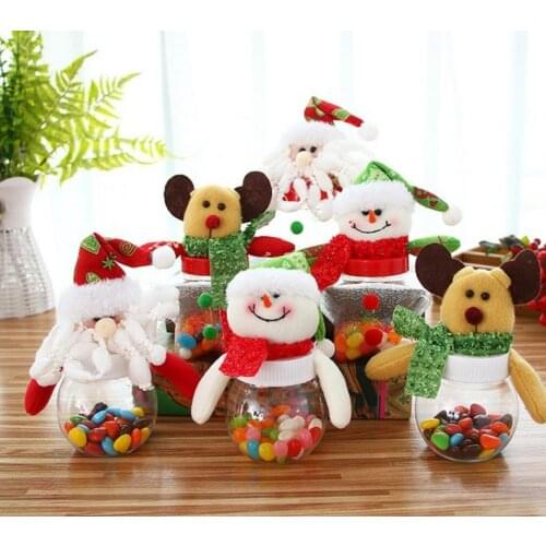 Christmas Candy Box Xmas Elk Santa Snowman Bear Dolls Topper Clear Sweet Boxes Container Kids New Year Gift Wrap party decor